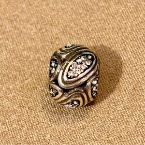 Brighton Orion silver bead Crystal-filled raised ovals Retired